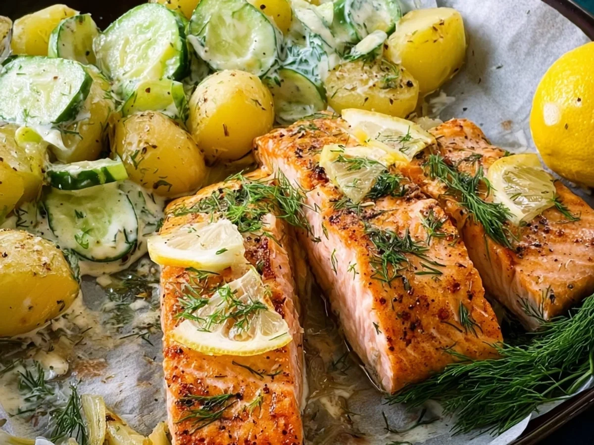 Ofen-Honiglachs mit Rahm-Gurken-Kartoffeln - Bild 2